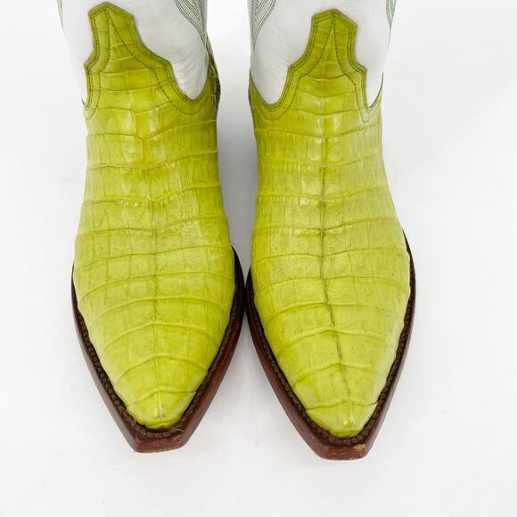 Old Gringo Women’s 8 White Green Diego y2k Caiman Exotic Cowgirl Western Boots - Picture 6 of 11